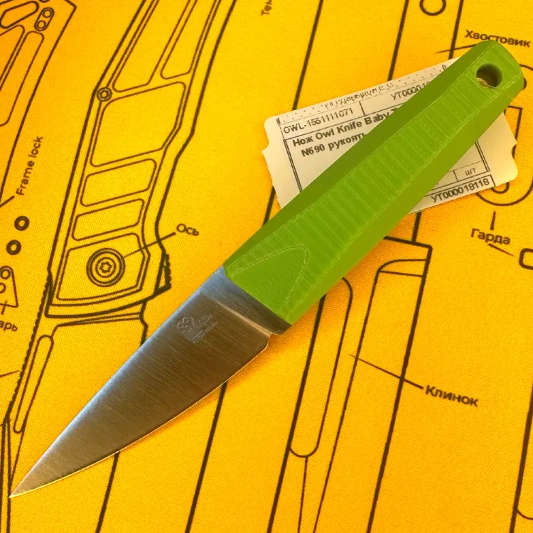 Нож Owl Knife Baby Tyto сталь N690 рукоять салатовый G10