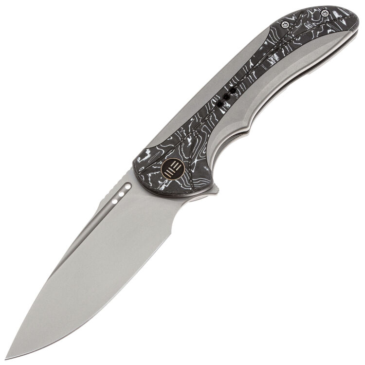 Нож WE Knife Equivik stonewash сталь CPM-20CV рукоять Gray Ti/Aluminum Foil CF (WE23020-1)