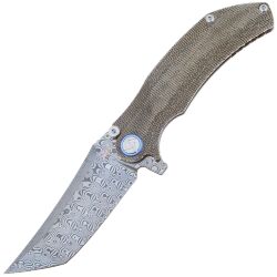 Нож Artisan Cutlery Tacit сталь Damascus рукоять Titanium/Green Micarta