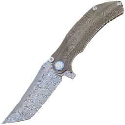 Нож Artisan Cutlery Tacit сталь Damascus рукоять Titanium/Green Micarta