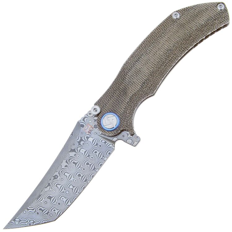 Нож Artisan Cutlery Tacit сталь Damascus рукоять Titanium/Green Micarta