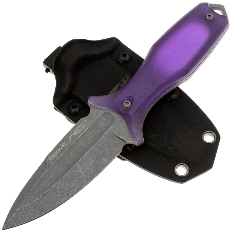 Нож N.C. Custom Grave LE stonewash сталь AUS-10 рукоять Purple Resin