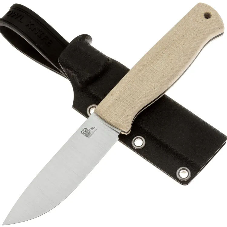 Нож Owl Knife Hoot-S сталь Elmax рукоять микарта Джинс бежевая