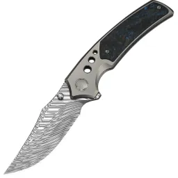 Нож WE Knife Skynix сталь Fafnir Damasteel рукоять Gray Titanium/Black-Blue CF