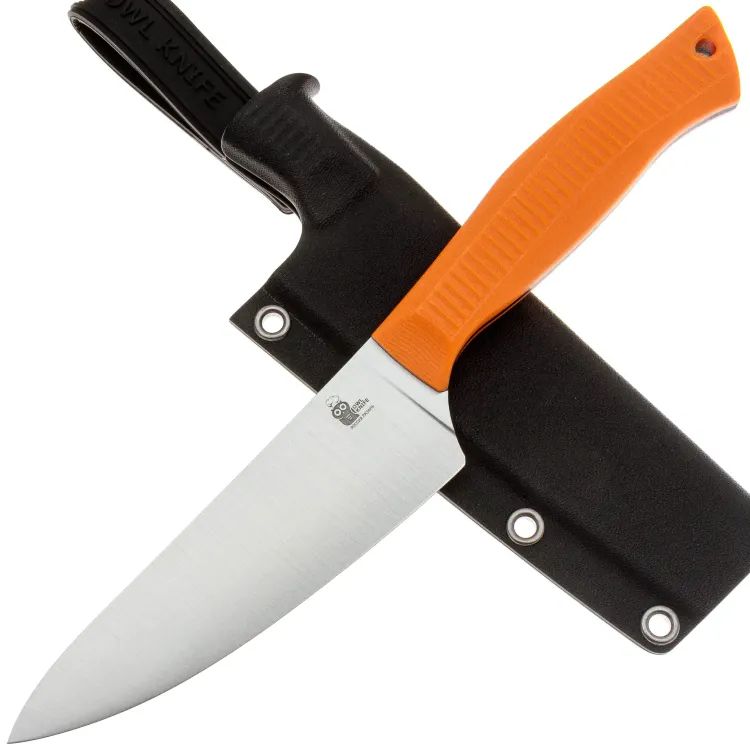 Нож кухонный Owl Knife Шеф S120 полевой сталь N690 рукоять оранжевый G10