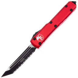 Нож Microtech Ultratech T/E Serrated DLC/Satin сталь M390 рукоять Red Aluminum (123-3RD)
