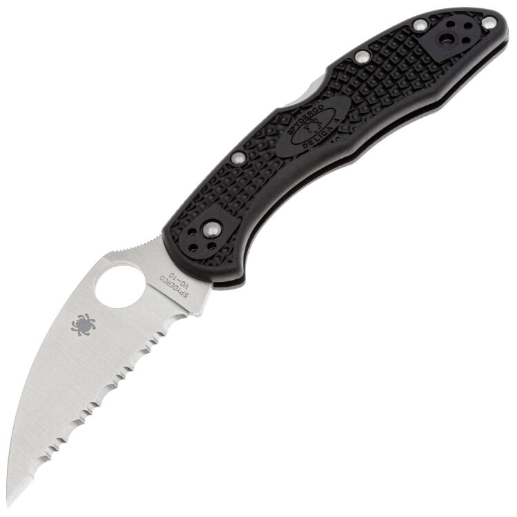 Нож Spyderco Delica 4 Wharncliffe Serrated сталь VG-10 рукоять Black FRN (C11FSWCBK)