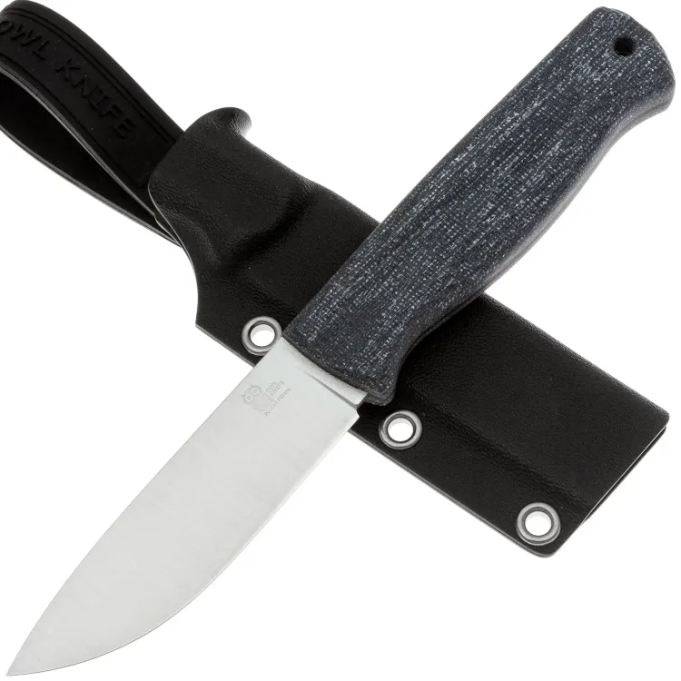 Нож Owl Knife Hoot-S сталь N690 рукоять микарта Джинс серая