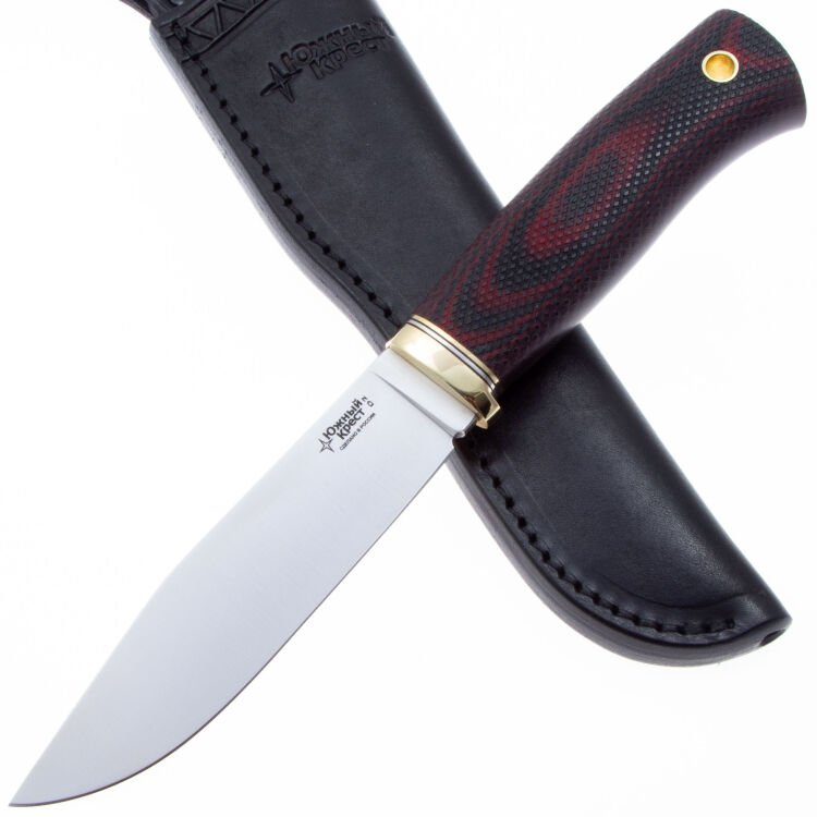 Нож Южный Крест Бер Эксперт сталь D2 рукоять латунь/микарта красно-черная (367.5254)