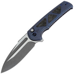 Нож WE Knife Sylox stonewash сталь M390 рукоять Blue Ti/Shredded CF (WE24027-2)