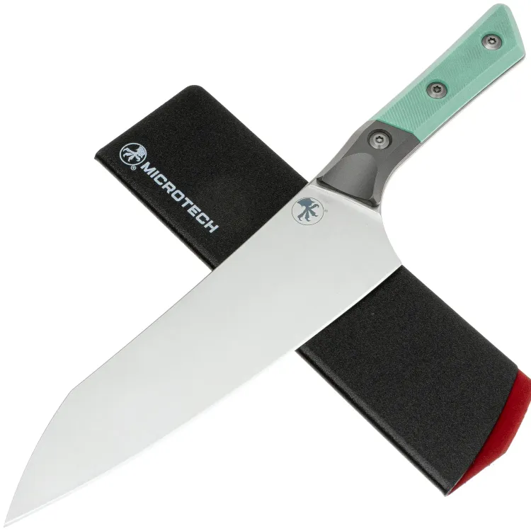 Нож кухонный Microtech 8" Chef Knife сталь M390MK рукоять Ti/Caribbean Blue G10 (3000B-10CA)