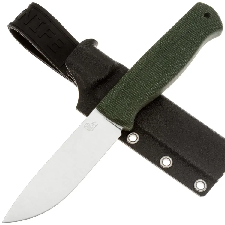 Нож Owl Knife Hoot сталь QPM53 рукоять микарта Зеленая