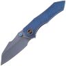 Нож We Knife High-Fin stonewash сталь CPM-20CV рукоять Blue Titanium (WE22005-3)