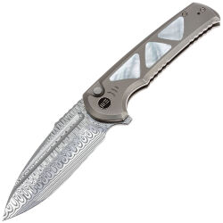 Нож WE Knife Sylox сталь Hugin Damasteel рукоять Beadblast Ti/Mother of Pearl (WE24027-DS1)