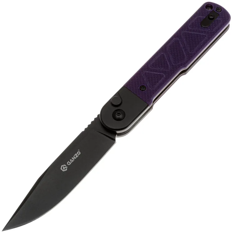 Нож Ganzo G767PT-PL black cталь 9CR14 рукоять Purple G10
