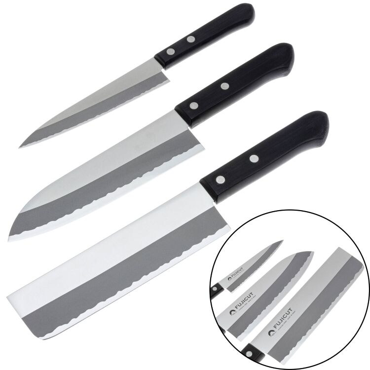 Набор из 3-х кухонных ножей Fuji Cutlery Giftset-B сталь Stainless steel рукоять пластик