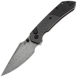 Нож Kansept Fenrir Button Lock сталь Damascus рукоять Twill CF/Blackwash Aluminum