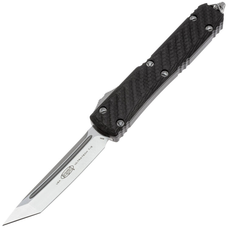 Нож Microtech Ultratech T/E satin Signature сталь M390 рукоять Black Aluminum/CF (123-4CFS)
