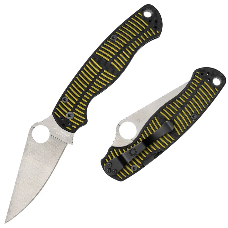 Нож Spyderco Paramilitary 2 Salt satin MagnaCut рукоять Yellow/Black G10