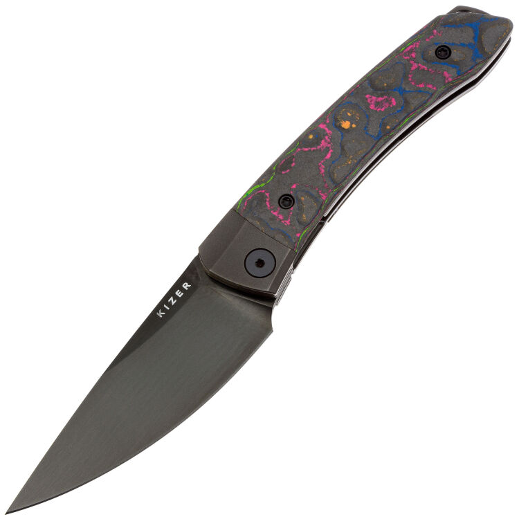 Нож Kizer Mini Momo black сталь S35VN рукоять Titanium/80s Camo Carbon Fiber