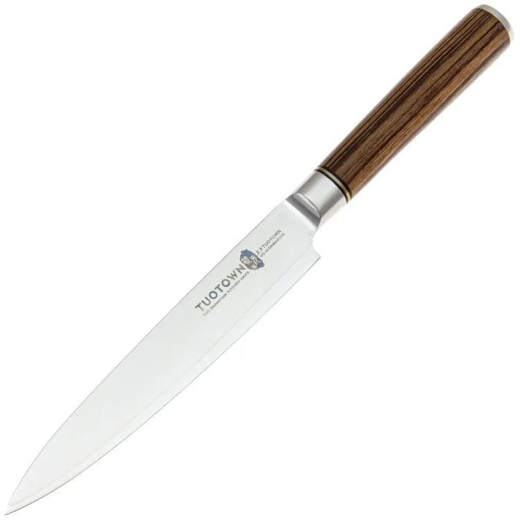Нож кухонный TuoTown FT-series универсальный 150 сталь VG-10/Damascus рукоять Pakka Wood