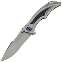 Нож WE Knife Tighe Down stonewash сталь M390 рукоять Gray Ti/Black-Blue CF (WE24054-1)