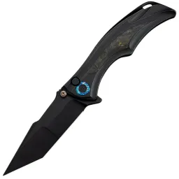 Нож WE Knife Tighe Down Tanto blackwash сталь M390 рукоять Black Ti/Black-Yellow CF (WE24054B-1)