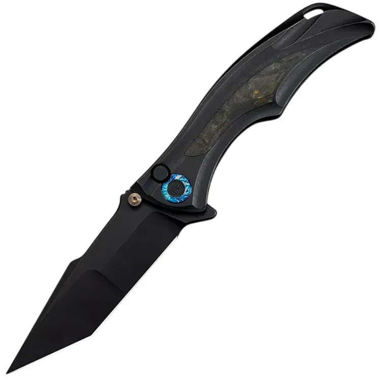 Нож WE Knife Tighe Down Tanto blackwash сталь M390 рукоять Black Ti/Black-Yellow CF (WE24054B-1)