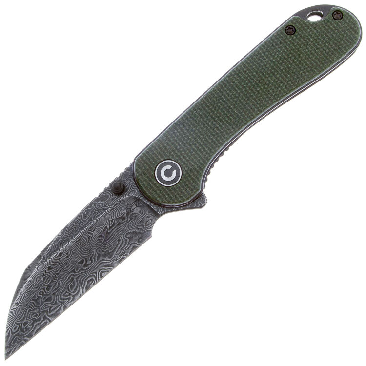 Нож CIVIVI Elementum Wharncliffe сталь Damascus рукоять Green Canvas Micarta (C18062AF-DS1)