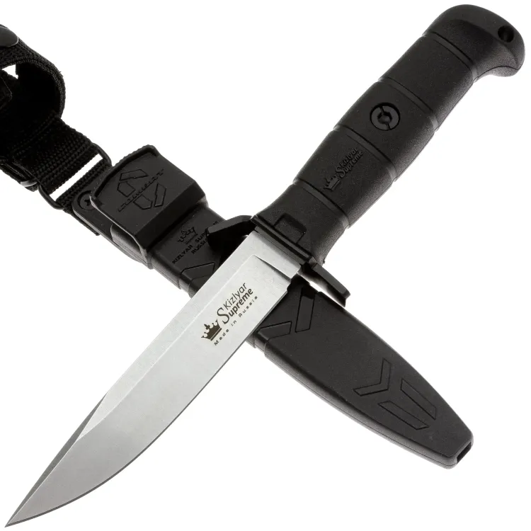 Нож Kizlyar Supreme Combat Stonweash сталь AUS-8 рукоять Black Kraton