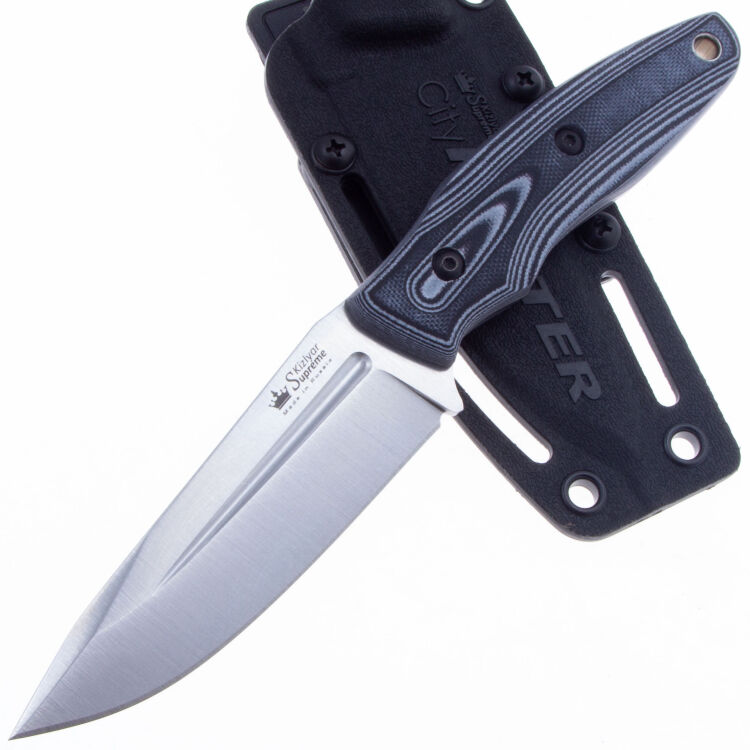 Нож Kizlyar Supreme City Hunter сталь AUS-8 Stonewash рукоять Black/White G10