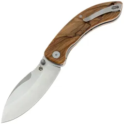 Нож Petrified Fish Zonda stonewash сталь 14С28 рукоять Olive Wood