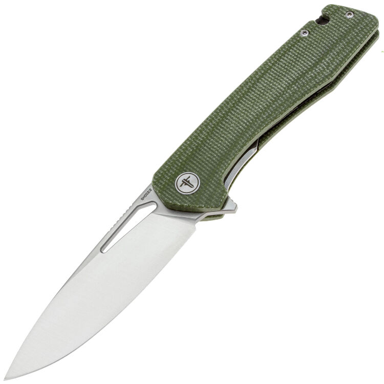 Нож SHOOZIZ XUN120 satin сталь D2 рукоять Green Micarta