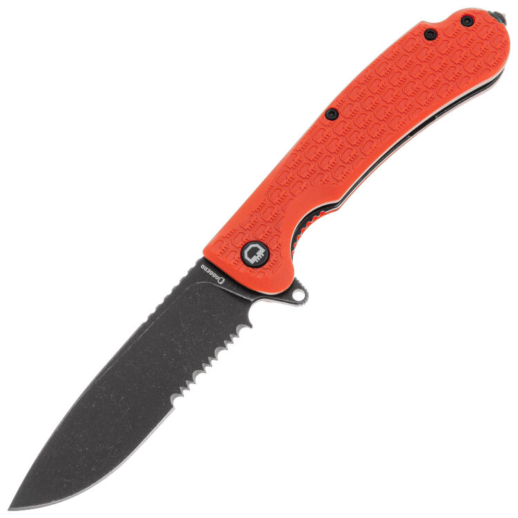 Нож Daggerr Wocket DL blackwash serrated сталь 8Cr14MoV рукоять Orange FRN
