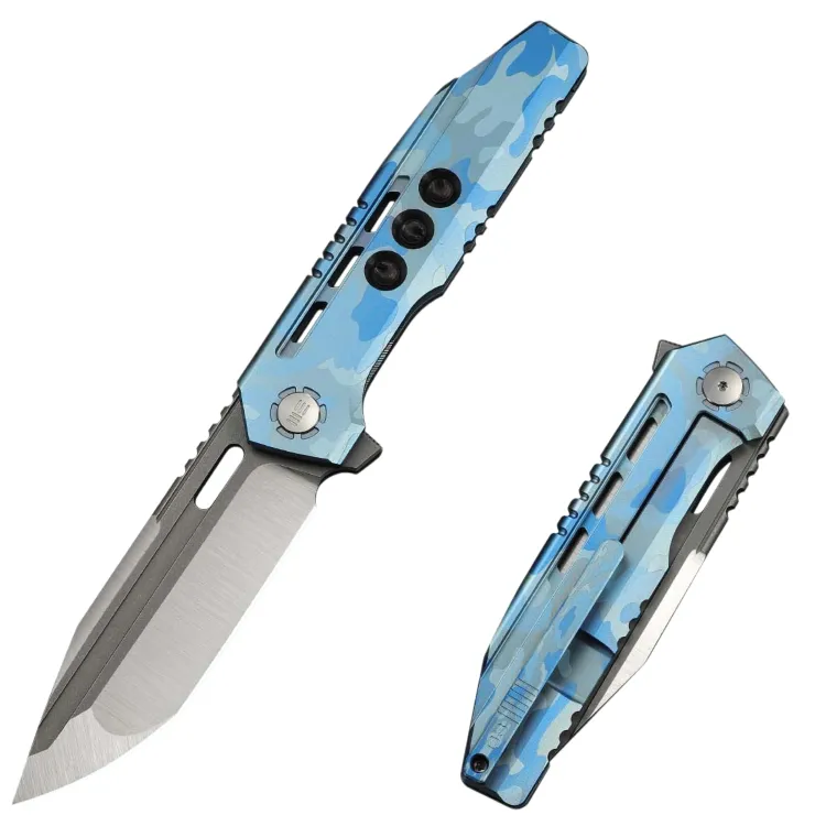 Нож WE Knife Gunwale hand polished сталь M390 рукоять Blue Terrain Titanium (WE24048-3)