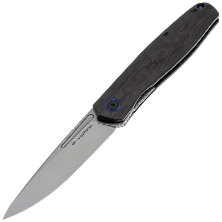 Нож Arkona Gethayr сталь M390 рукоять Marble CF/Blue Ti clip
