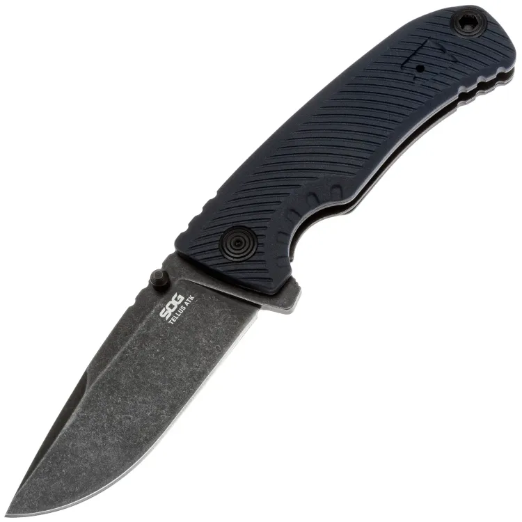 Нож SOG Tellus ATK blackwash сталь Cryo 440C рукоять Blue GRN (11-06-03-43)
