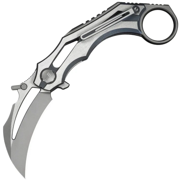 Нож WE Knife Cryonix stonewash сталь M390 рукоять Blue/Satin Titanium