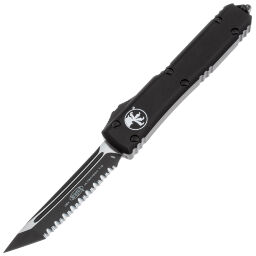 Нож Microtech Ultratech T/E DLC/satin serrated сталь M390 рукоять Black Aluminium (123-3T)