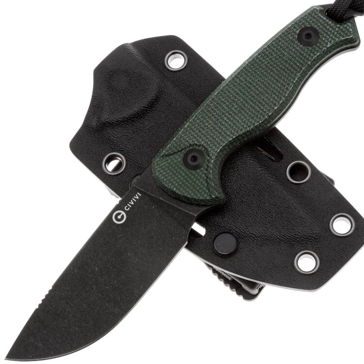 Нож CIVIVI Timberbark blackwash сталь 14C28N рукоять Green Canvas Micarta (C23094-3)