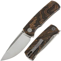 Нож Petrified Fish Beluga Mini сталь 14C28N рукоять Black/Orange Gmascus