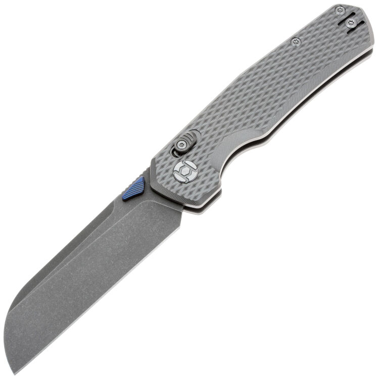 Нож Kunwu Chad stonewash сталь PM-60 рукоять Diamond Texture Gray Ti