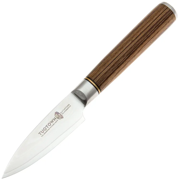 Нож кухонный TuoTown FT-series для овощей 90 сталь VG-10/Damascus рукоять Pakka Wood
