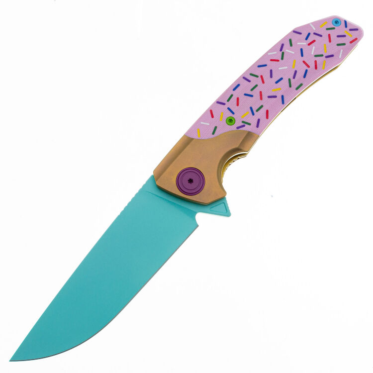 Нож Maxace Goliath 2.0 Dessert Warrior сталь 10Cr15CoMoV Blue рукоять Donut G10/Brass Ti