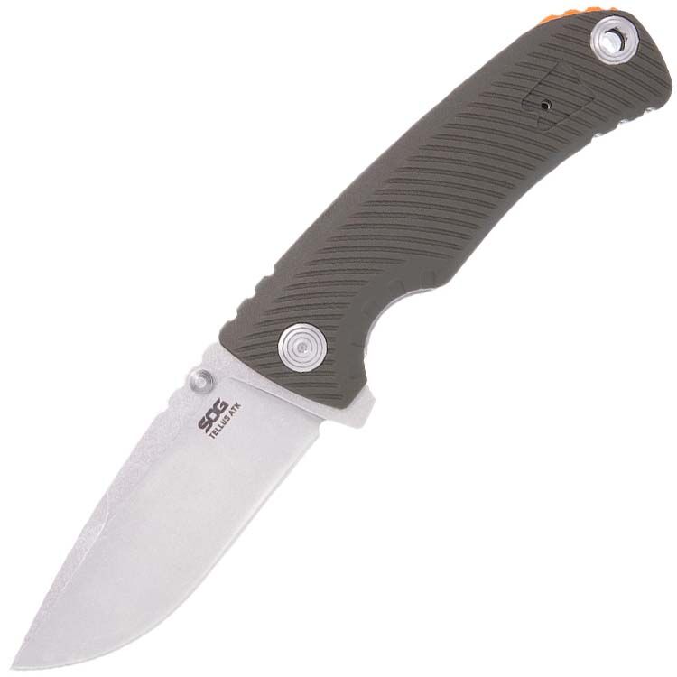Нож SOG Tellus ATK stonewash сталь Cryo 440C рукоять OD Green GRN (11-06-01-43)