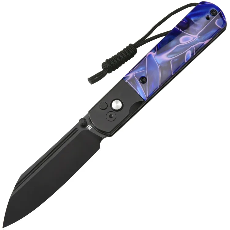 Нож Artisan Cutlery Holm black сталь AR-RPM9 рукоять Black steel/Deep blue Acrylic