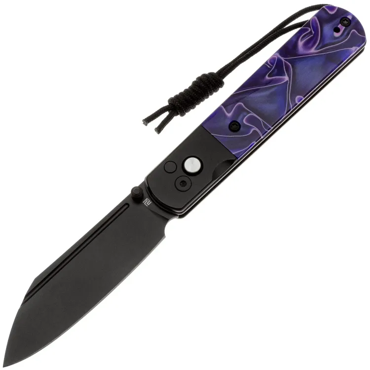 Нож Artisan Cutlery Holm black сталь AR-RPM9 рукоять Black steel/Deep blue Acrylic
