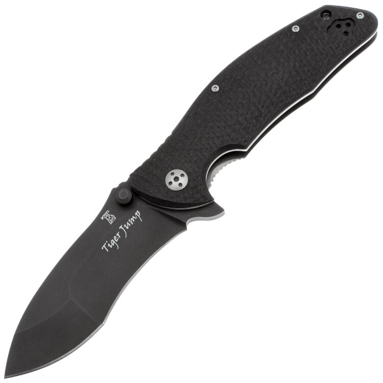 Нож Dendra Tiger Jump PVD сталь D2 рукоять 3D Carbon Fiber (L/DN-4PVD-CF)