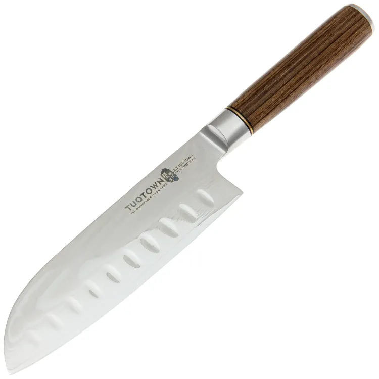 Нож кухонный TuoTown FT-series Сантоку 180 сталь VG-10/Damascus рукоять Pakka Wood