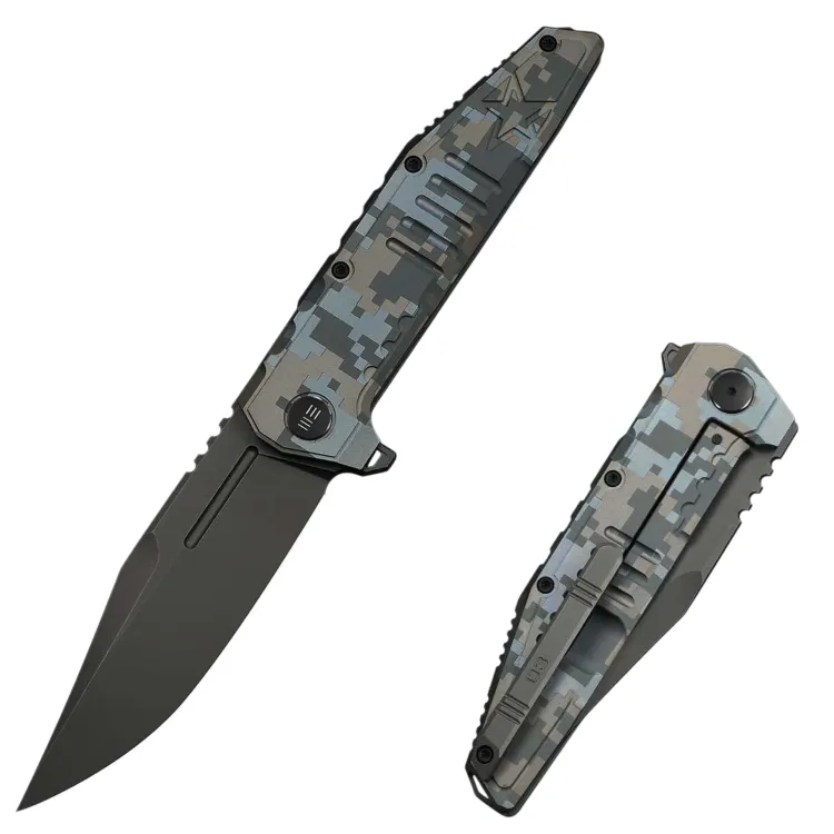 Нож WE Knife Temper dark greywash сталь M390 рукоять Pixel Pattern Titanium (WE25079-3)